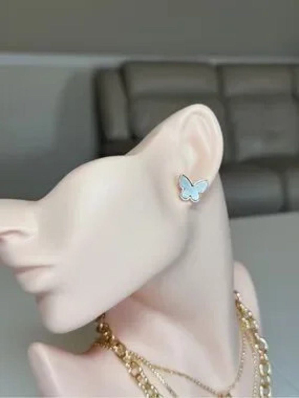 Gold and Silver Butterfly Stud Earrings